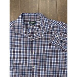 Ralph Lauren Button Up Shirt Mens Size 16.5/L Colorful Plaid Long Sleeve Stretch